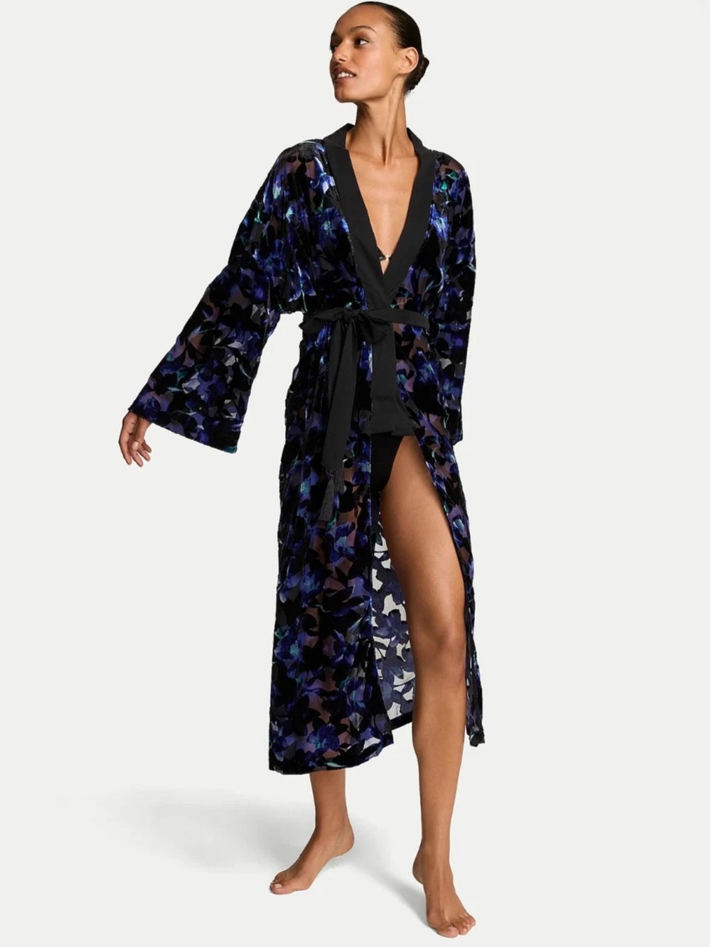 Victoria's Secret Very Sexy Electric Orchid Burnout Velvet Long Robe Whimsygoth